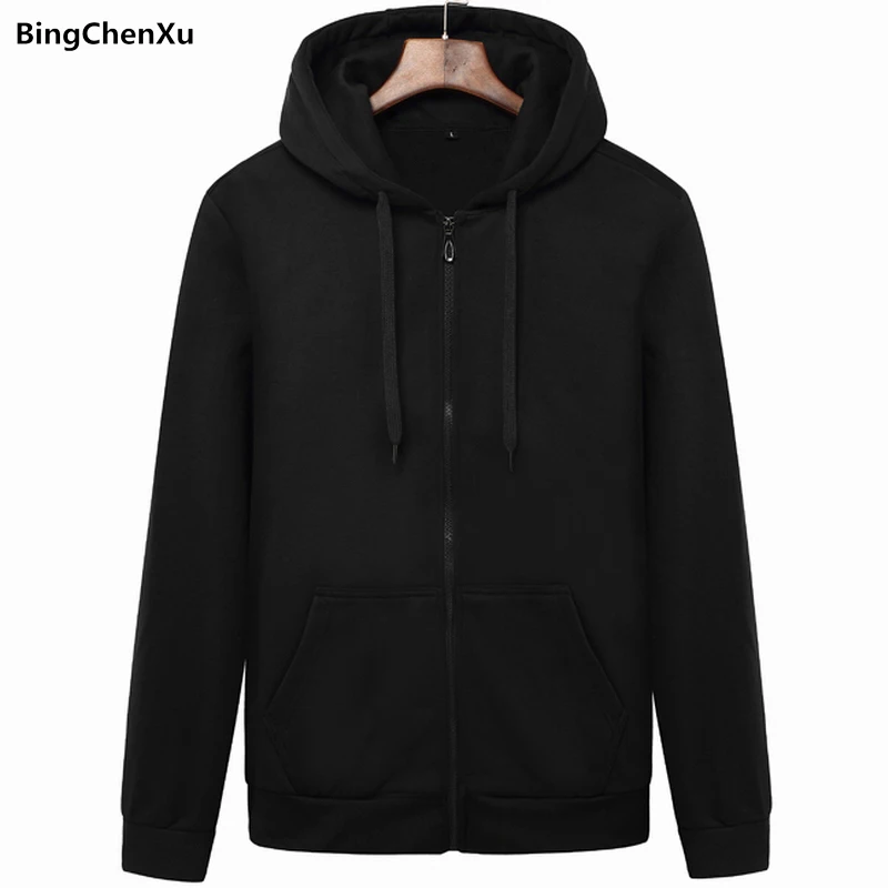 

Bingchenxu men hoodies and sweatshirts 2018 Fashion Spring Autumn Fashion Hoodies Male Casual Zipper Black Coat Dropshipping 979