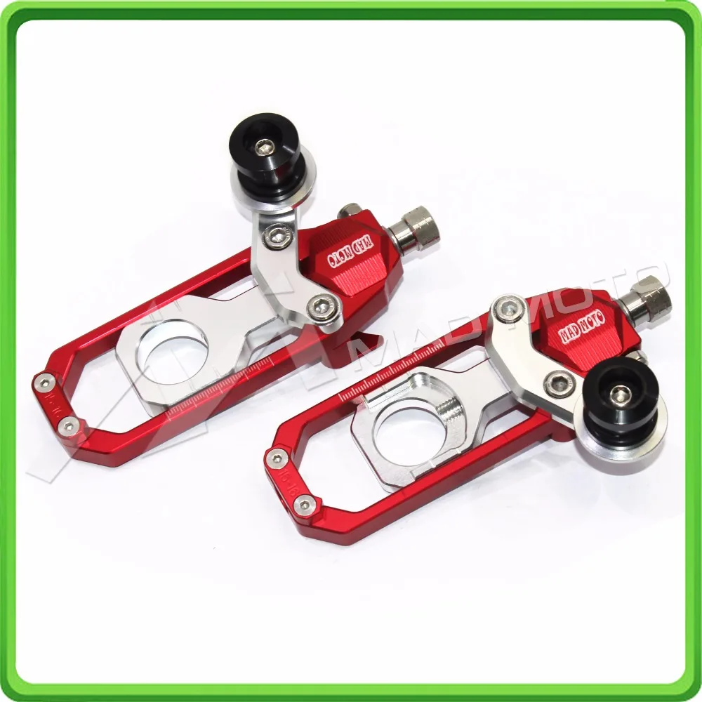 Motorcycle Chain Tensioner Adjuster with bobbin fit for APRILIA RSV4 2009 2010 2011 2012 2013 2014 Red & Silver (7)