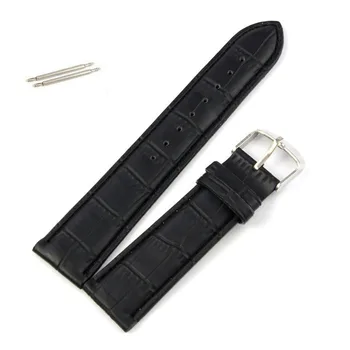 

New Arrival High Quality Soft Sweatband Genuine Leather Strap Steel Buckle Wrist Watch Band 22mm black Free Shipping