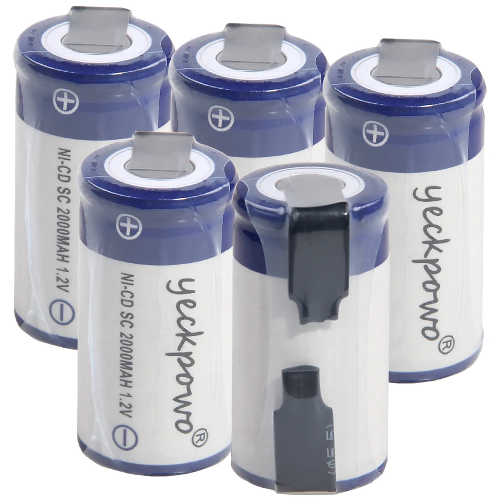 yeckpowo 5 pcs SC batteries power tools battery SUBC rechargeable batterie 2000mah nicd 1.2v color random | Электроника