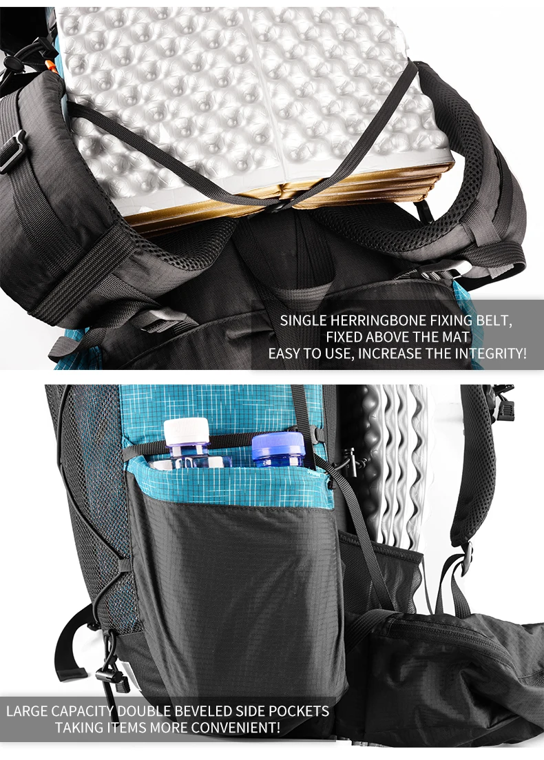 Resistente à Água Pacote de Acampamento 40 + 16l Engrenagem Caminhadas Mochila Leve Viagem Montanhismo Trekking Mochilas 3f ul 8 Mochilas escal.