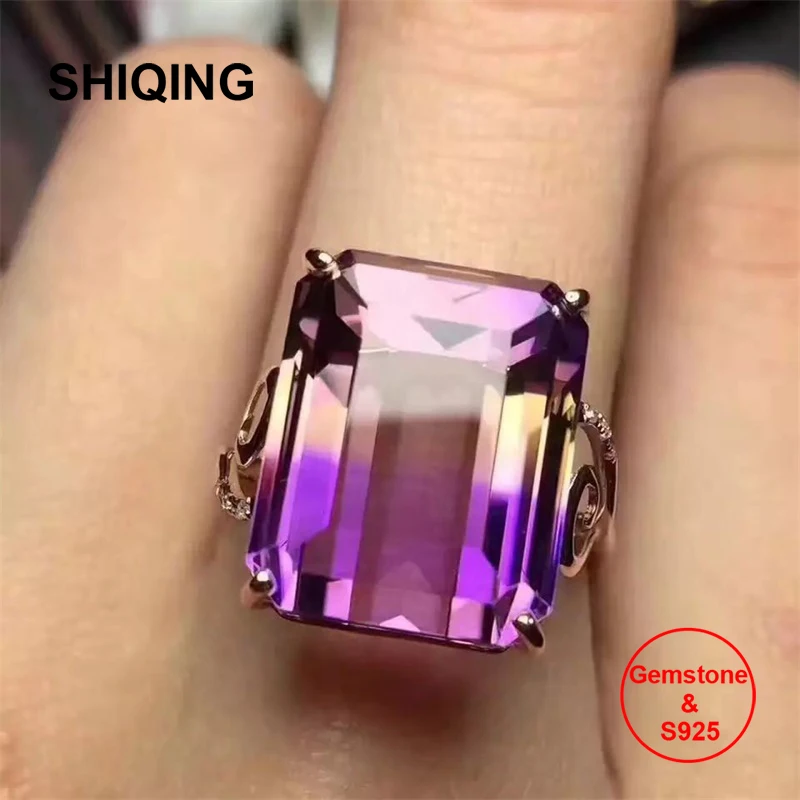 Женское прямоугольное кольцо SHIQING с драгоценным камнем в виде сердца|Кольца| |