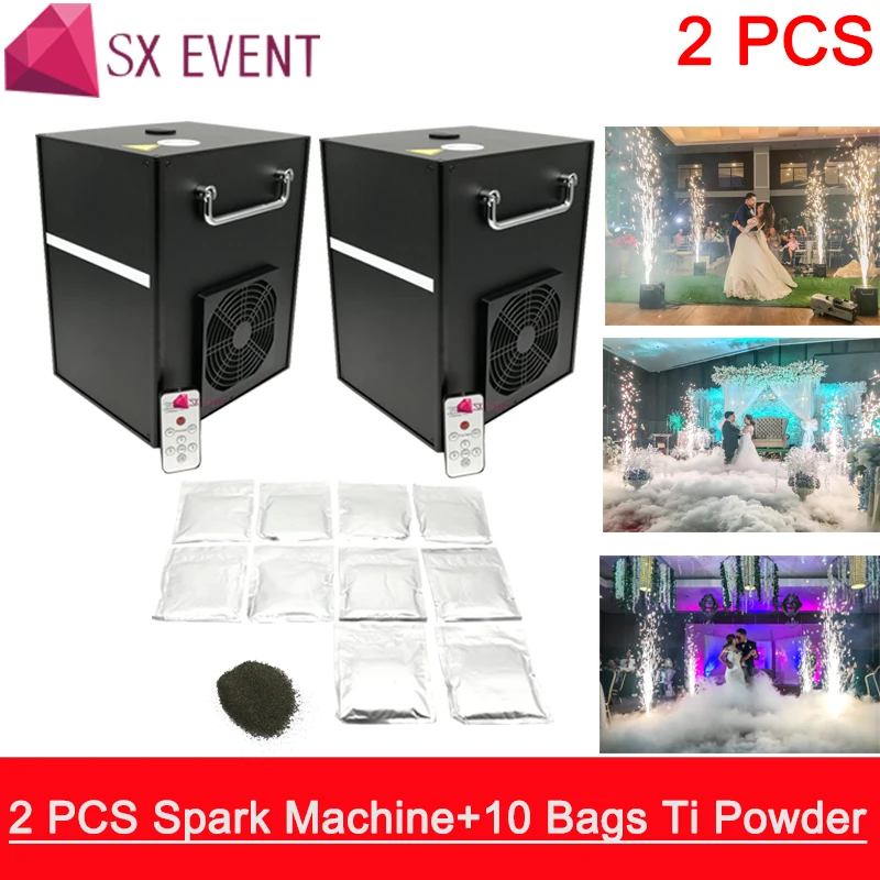 

2pcs Cold Fire Fountain Machine And 10 Bags Powder 400W Spark Dmx Remote Control Smokeless Stage Effect Wedding Machine