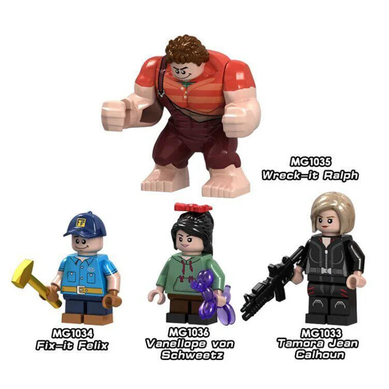 

Cartoon Movie Legoings Figures Ralph Breaks the Internet Wreck-It Ralph Vanellope Von Schweetz Fix-It Felix Calhoun Blocks Toys
