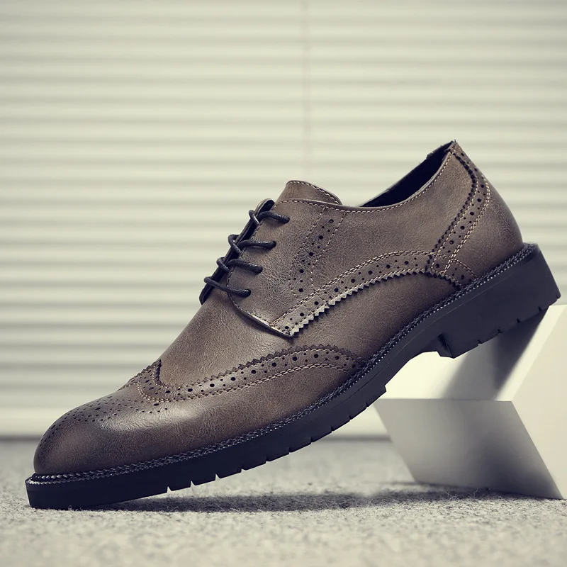 Новые мужские туфли Bullock дышащие больших размеров кожаная мужская обувь модельные туфли Zapatos De Hombre мужские кожаные туфли - Цвет: Бежевый
