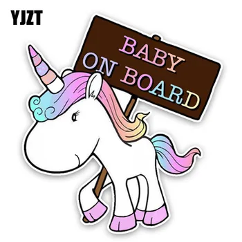 

YJZT 15.1*16.7CM Lovely Small Animals Cartoon BABY ON BOARD Colored Graphic Car Sticker Decoration C1-5586