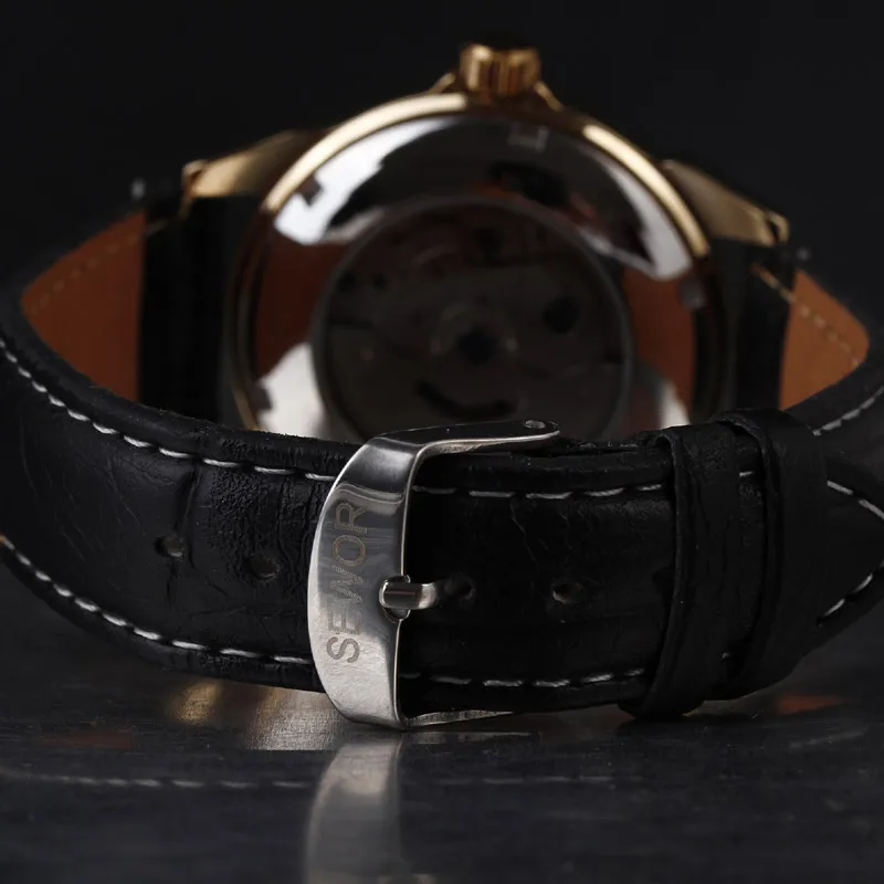 Sewor фирменный дизайн модные роскошные мужские кожаные деловые автоматические механические мужские военные наручные часы в подарок