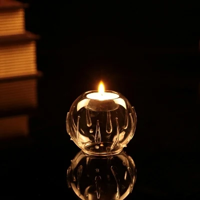 Дутый круглый стеклянный шар, подсвечники для свечей, свадебные подсвечники, вечерние, праздничные, рождественские, домашние, уникальный дизайн 8 см