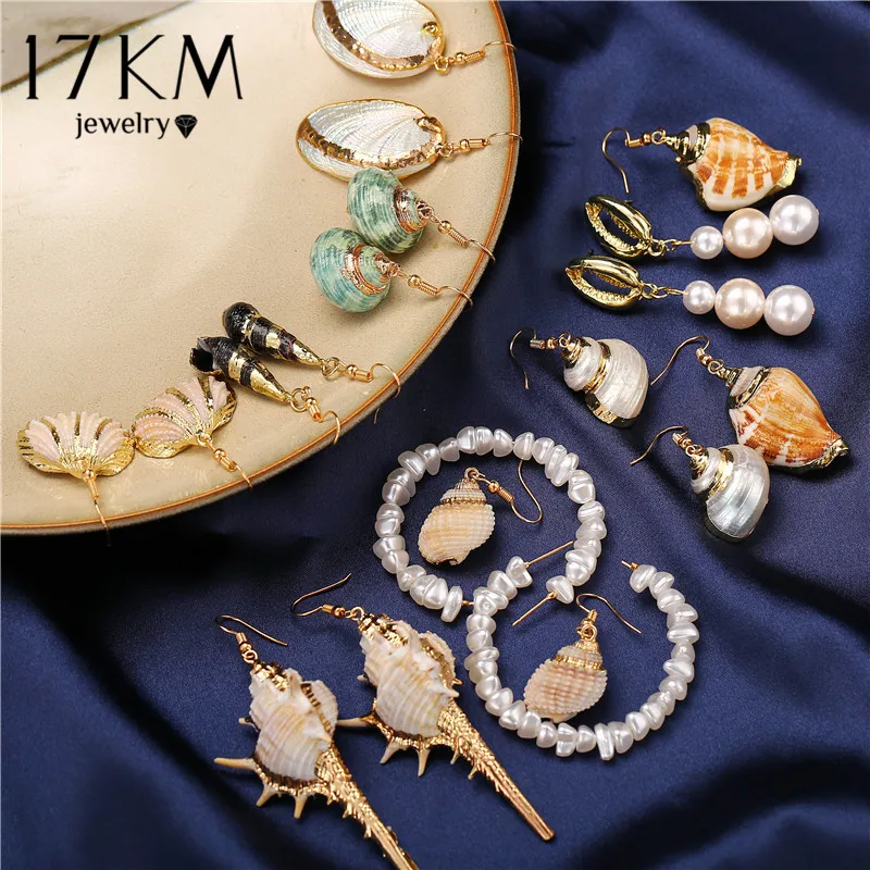 

17KM Bohemia Natural Shell Earrings 2019 Big Geometric Stud Earring For Women Ocean Style Beach Party Jewelry Gift Wholesale