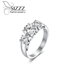Мода sizzz женское кольцо с кристаллами Свадебные ювелирные изделия для женщин посеребренное кольцо из нержавеющей стали ювелирные изделия