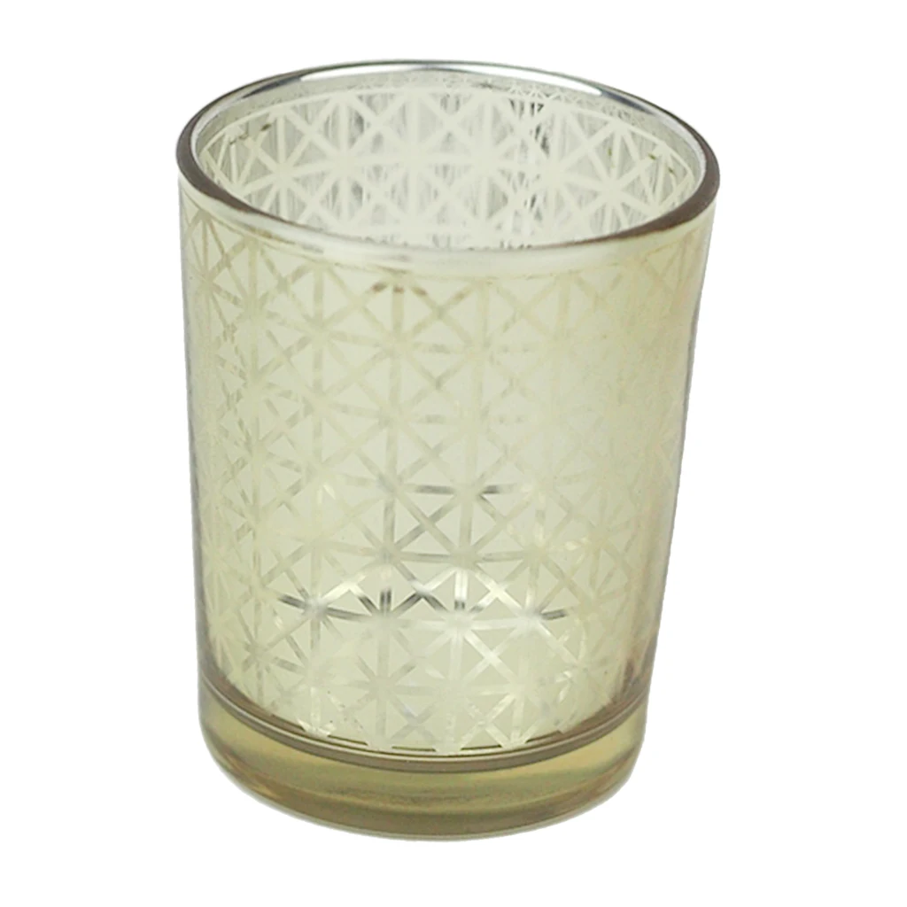 Современный Стекло держатель для чайной свечи свеча в стакане свадебное украшение подсвечник - Цвет: Lattice Golden