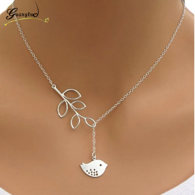 

1Pcs Delicate Bird & Leaf Shape Pendant Necklace Women Fashion Jewelry Chain Necklaces Euramerican Style Decorative Bijoux