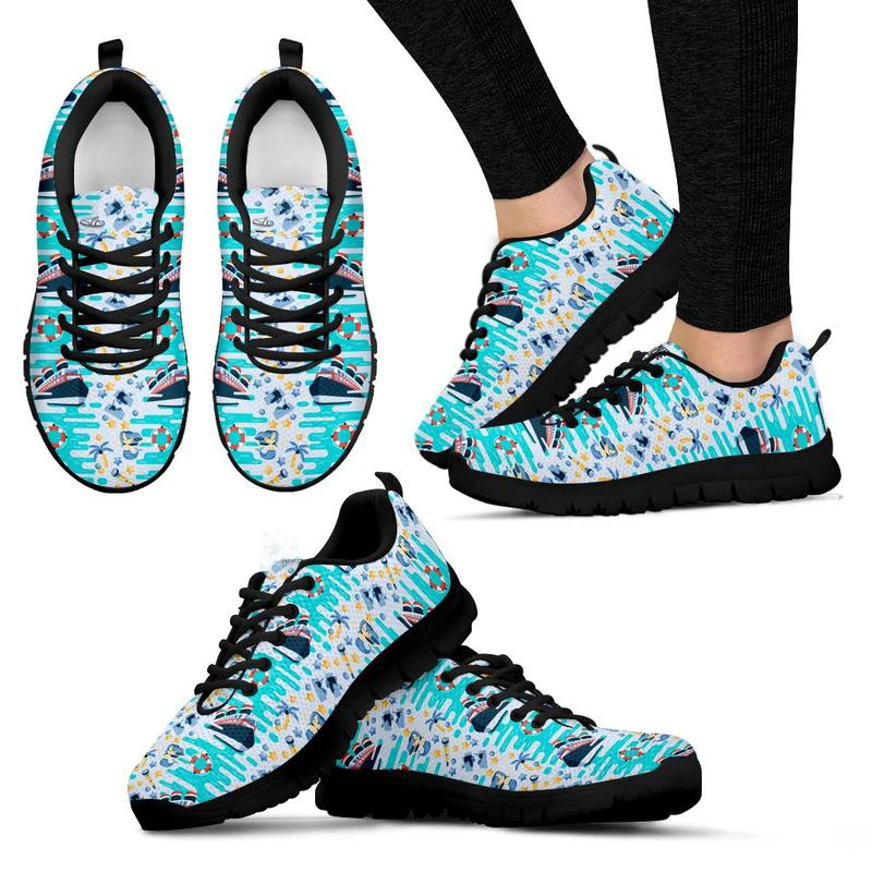 

INSTANTARTS Spring Flats Shoes for Ladies Women's Lace Up Sneakers Mermaid Cruising Vacation 3D Design Breathable Footwear Flats
