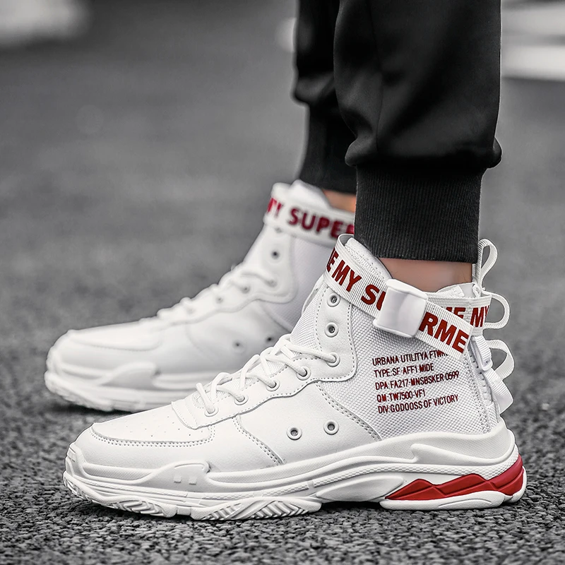 

Zanvllchy 2019 Fashion New Mens High Top Sneakers Brand Men Casual Shoes Autumn Breathable White Shoes Red Black Chaussure Homme