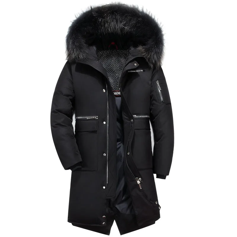 Новинка, утолщенное теплое зимнее мужское длинное пуховое пальто, парка, верхняя одежда, куртка, пальто с капюшоном, черный, красный, теплый зимний пуховик для мужчин