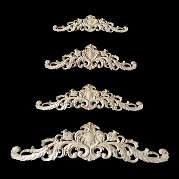

Wood Carved Long Applique Furniture Woodcarving Furniture Modern Home Decor Decoration Accessories Solid Wood Corner Flower