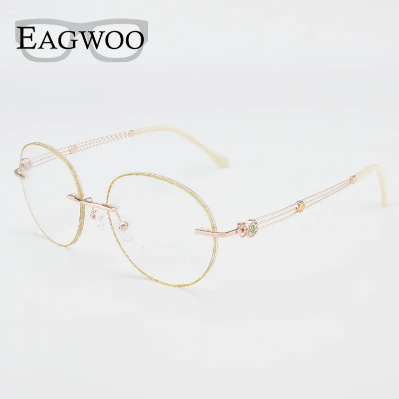 

Women Rimless Prescription Eyeglassses Reading Myopia Progressive Photochromic Glasses Spectacle with Color lenses 21870