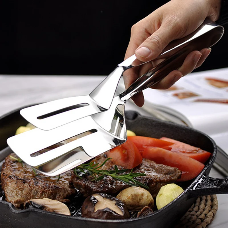 Stainless Steel Barbecue Food Tongs Kitchen Beef Steak Fried Turners Bread Tongs Meat Vegetable Clamp BBQ Clip Cooking Tools (2)