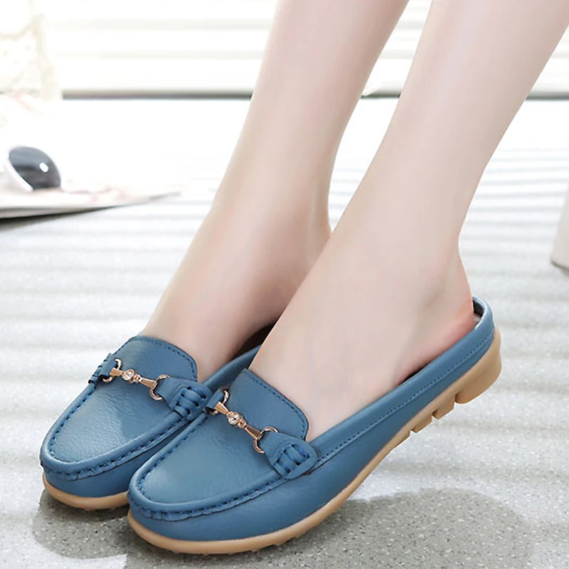 

NKAVQI 2019 Spring Women Genuine Leather Shoes Slip On Ballet Flats Ballerina Flats Monther Shoes Moccasins Loafers For Women