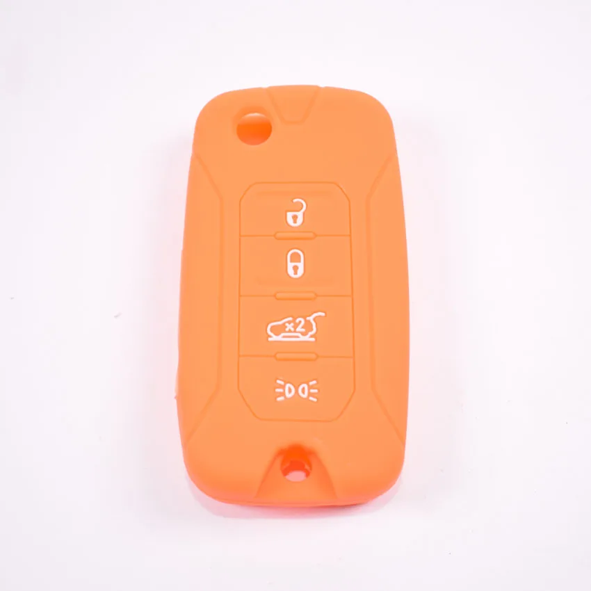 Silicone Car Key Case Cover Shell Bag Fit For Jeep Renegade 4 Buttons Folding Remote Key 7 colors key case,key case cover,car key shell,remote control case cover,flip key fob shell