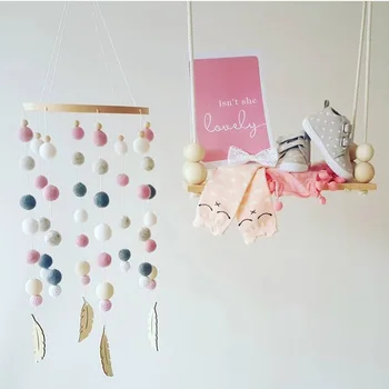 

INS Nordic Style Plush Ball Wind Chimes for Kids Room Decoration Livingroom Hanging Decor Newborn Gifts Home Decor Photo Props