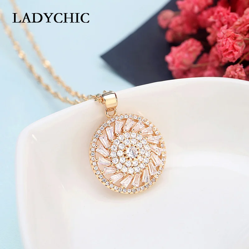 Женское Ожерелье с круглым кристаллом LADYCHIC роскошное сверкающее ожерелье белым