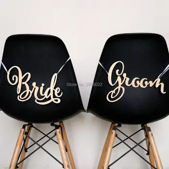 

Bride and Groom chair signs,Boho wedding decoration, wood signs, rustic wedding wooden chair sign