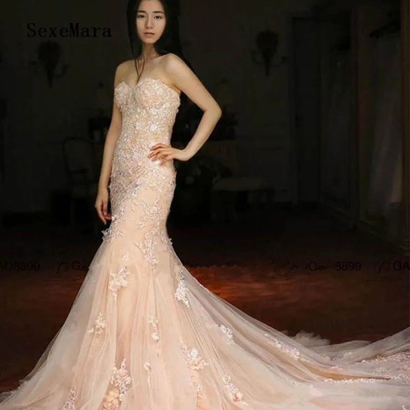 elegant-blush-champagne-mermaid-wedding-dresses (1)