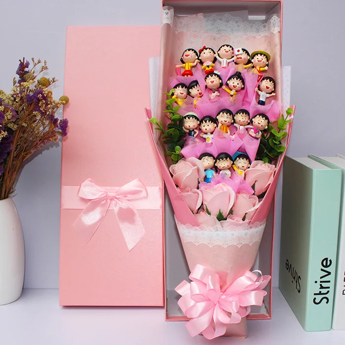 

Handmade Promotion Chibi Maruko cartoon miniature figurines Kids Toy Flower Bouquet Creative birthday gifts Christmas gift