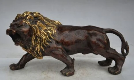 

Details about 12"china fengshui bronze gilt evil Ferocious foo dog lion beast statue Sculpture discount 30%