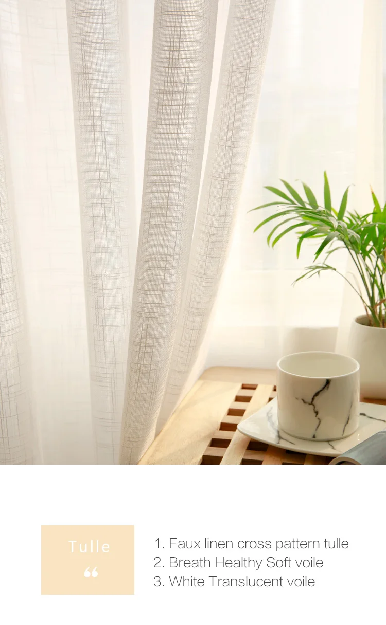 CITYINCITY Tulle  American Curtains for Living room Soft White Voile  solid Rural Tulle Curtain for bedroom ready made curtain01