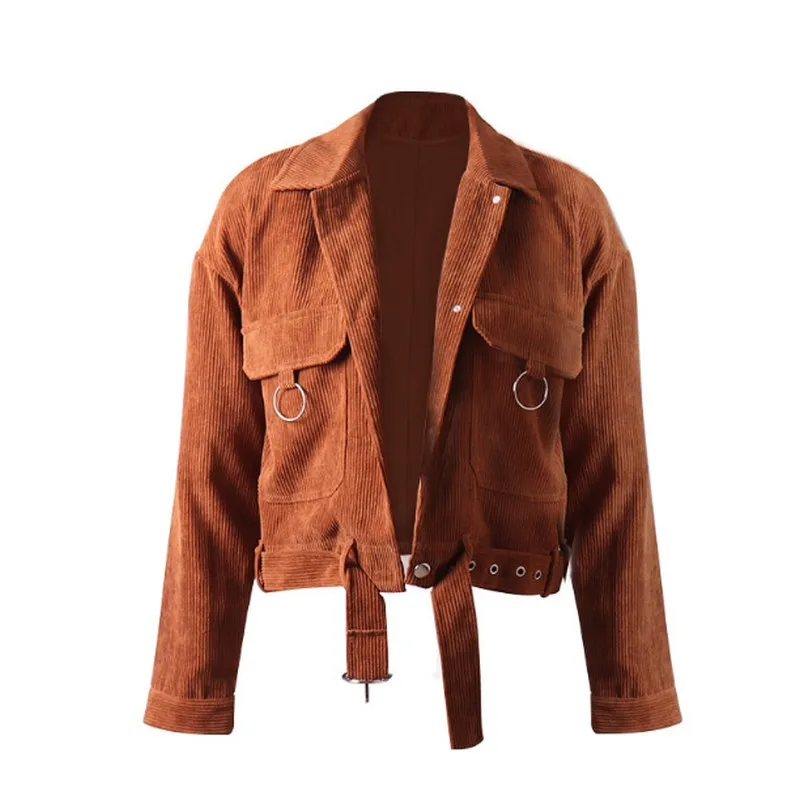 Vintage Fashion Solid Colors Corduroy Jacket Women Europe Style Loose Pocket Coat Women Streetwear Jacket Woman Autumn 2019