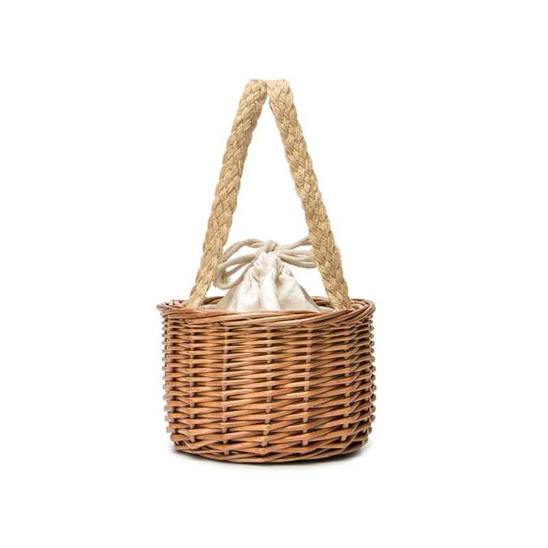 

Summer Hot Women Straw Bags Bohemian Female Beach Mini Rattan Handbag Lady Holiday Handmade Knitted Handle Basket DR3520