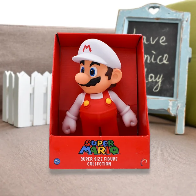 Best Offers 23cm Super Mario White Hat Mario Luigi Cartoon Anime Figures Toy Movie&TV Model Doll For Children's Christmas Gift Nendoroid