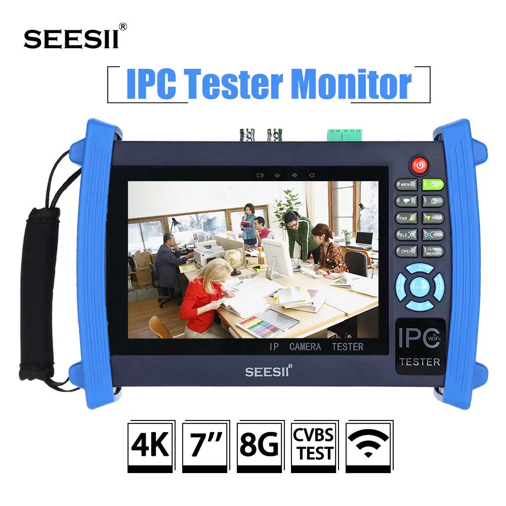 

SEESII 8600PLUS 4K 7" LCD 1920*1200 IPC CCTV Camera Monitor Tester CVBS Analog Test Touch Screen IP HDMl 8G WIFI H.265 Control