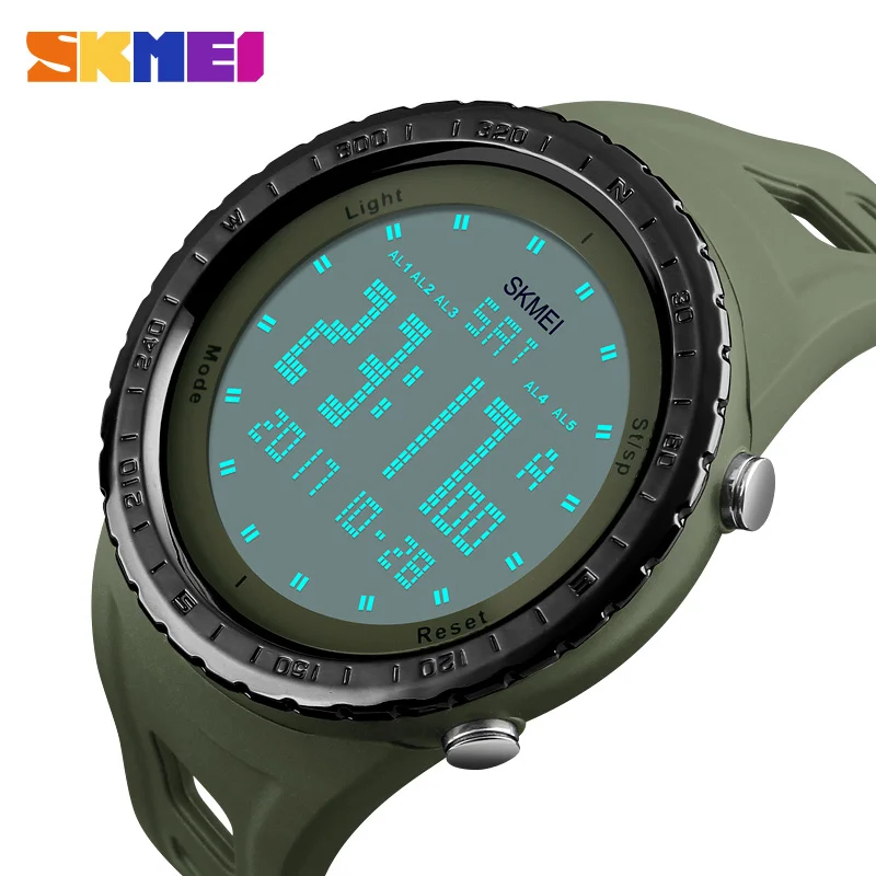 

SKMEI Men Sports Watches Double Time Countdown 5Alarm Watch LED 50M Water Resistant Digital Wristwatches Relogio Masculino 1246