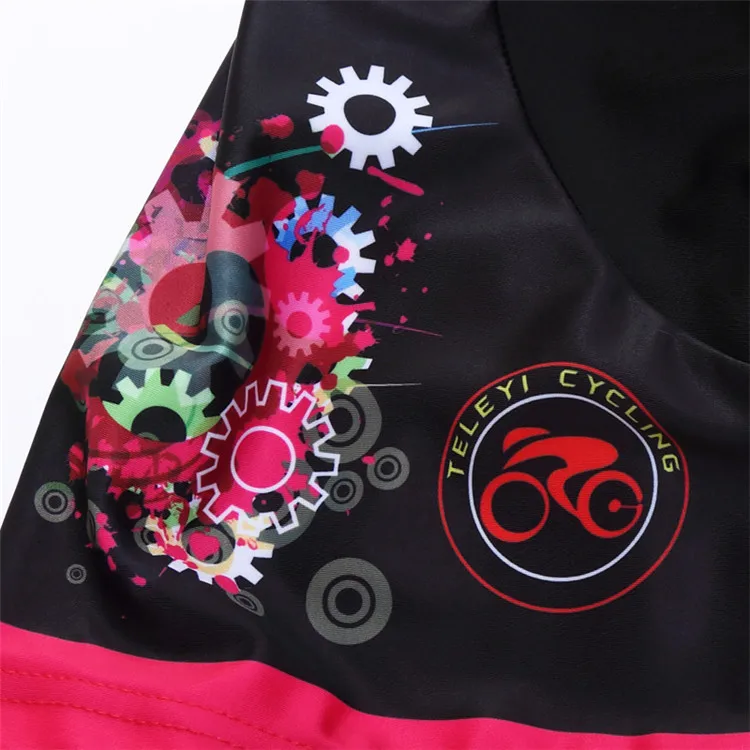14 Black with Fashion Flower Printing Bicycle Jersey Set Outdoor Sportswear Short Sleeve Suite Quick Dry Ropa Ciclismo (3)