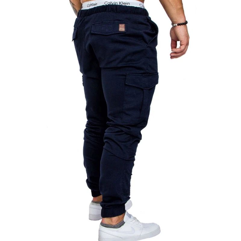 Бренд Для мужчин Штаны хип-хоп шаровары, штаны для бега Штаны 2019 мужской мужские брюки для бега Твердые multi-карман Штаны пот Штаны большой