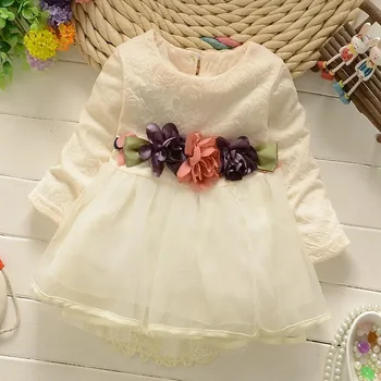 

2019 Spring Baby Girls Long Sleeve Flower Mesh Princess Party Kids Infant Tutu Cute Dress vestidos roupas de bebe