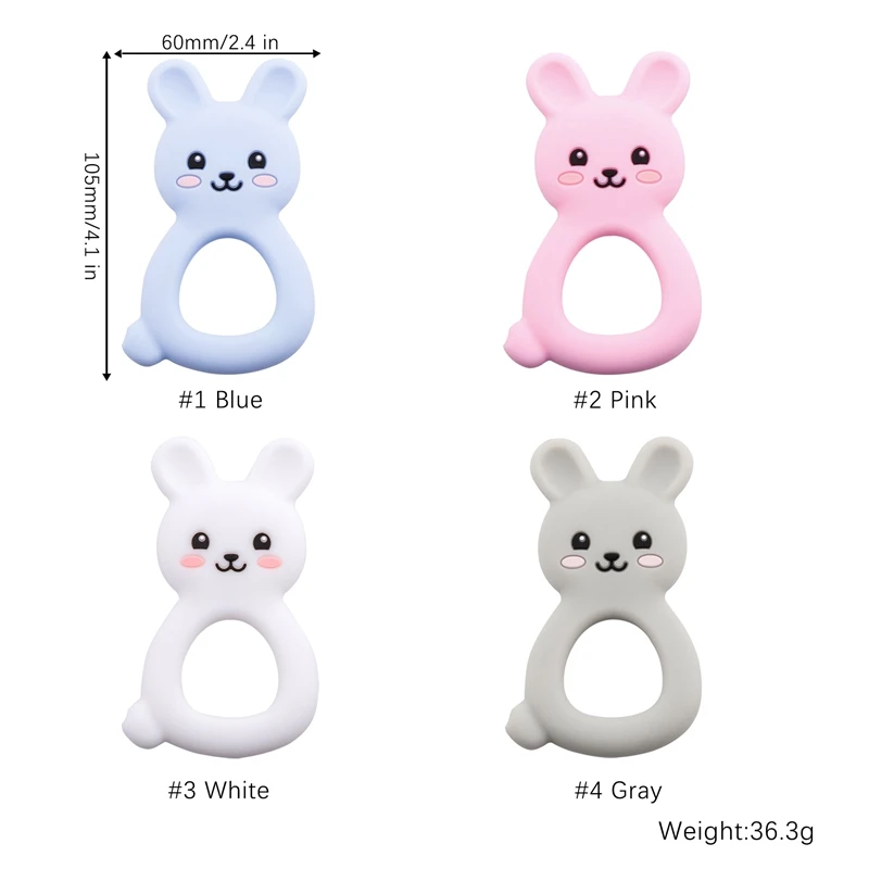 Let's make Silicone Teethers Food Grade DIY 5 pcs Baby Shower Gift Birth Cartoon Rabbit Teether For Teeth Baby Product Teething