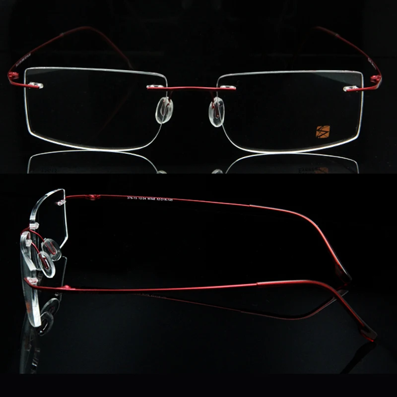 Titanium Rimless Square Glasses Frame Men #4