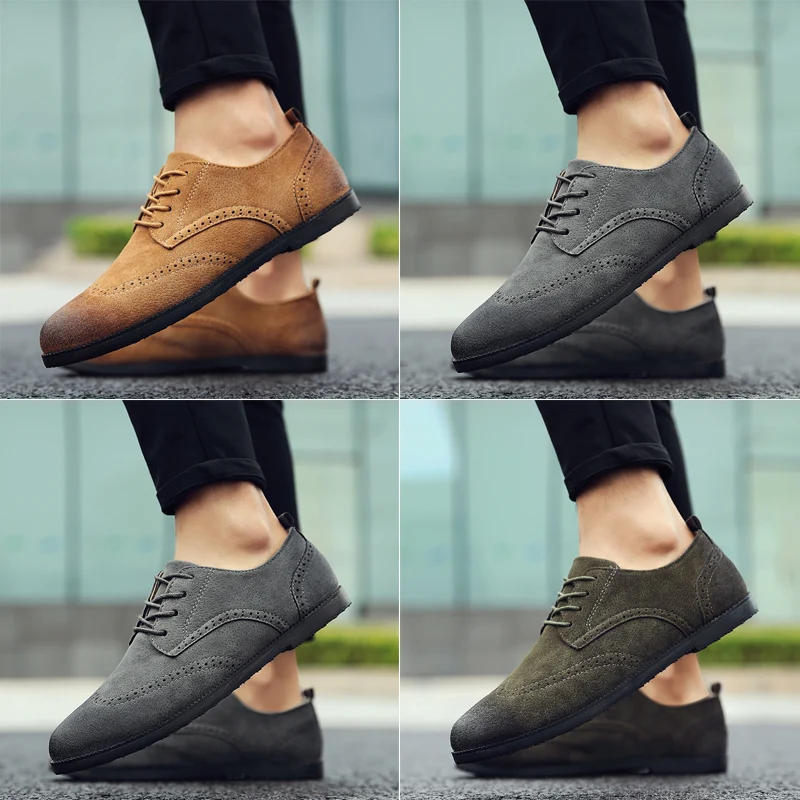 

Mingpinstyle 2018 leisure breathable Men's leather shoes Doug shoes spring Brogue men shoes