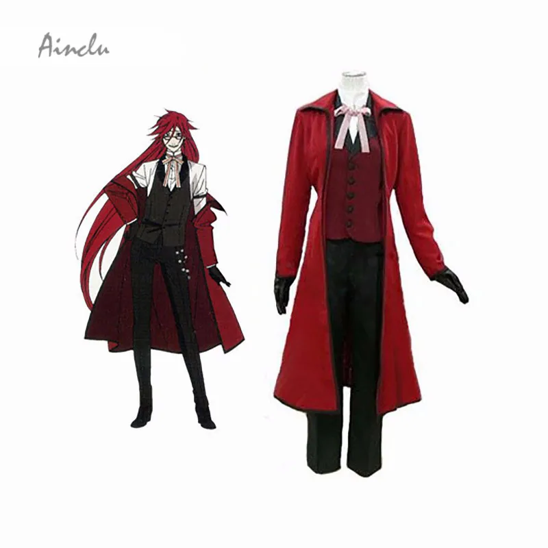 Ainclu Black Butler Kuroshitsuji смерть с косой Grell Sutcliff взрослых Косплэй костюм