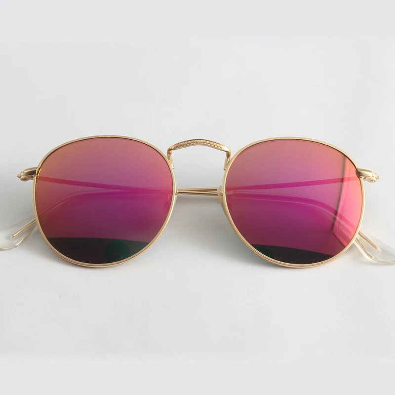 

Glass lens Small Round Sunglasses womens men's Metal Frame Sunglasses Men Women Luxury ladies retro driving sun glasses gafas