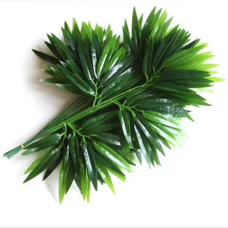 20 pcs Artificial Bamboo Leaf Green Plants silk leaves Bamboos Plant