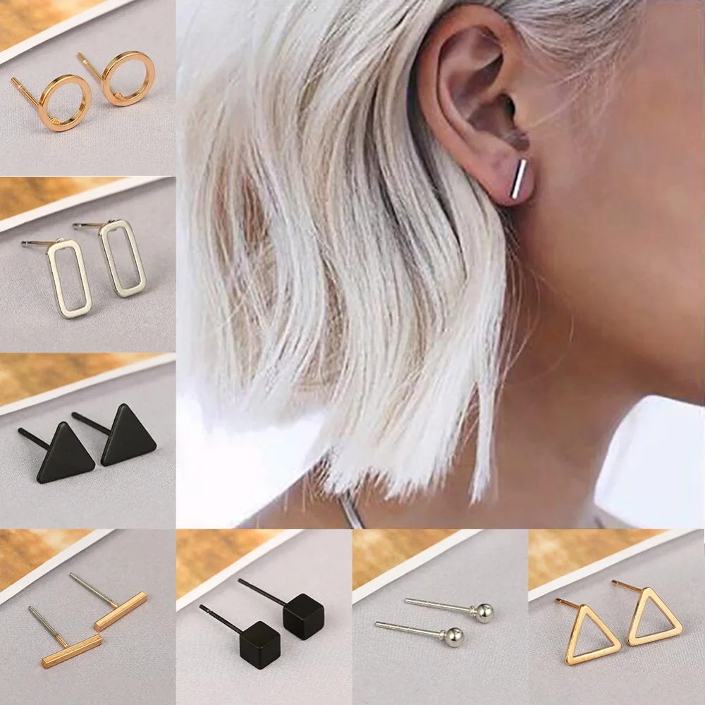 

Fashion gold silver black punk simple T bar Earrings for women square Earrings Fine jewelry geometry brincos bijoux #260141