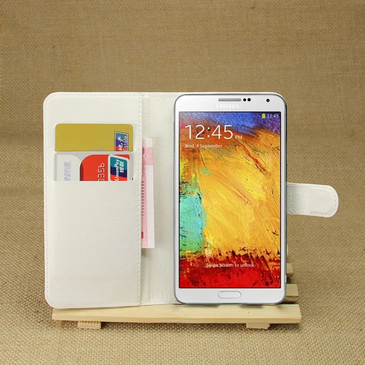

Note3Neo for Samsung GALAXY Note 3 Neo Case N7505 Wallet Card Stent Cases Lichee Pattern Flip Leather black Cover SM 7505