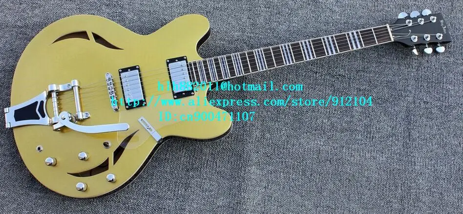 

free shipping new Big John 6 strings hollow electric guitar in yellow made in China LL10