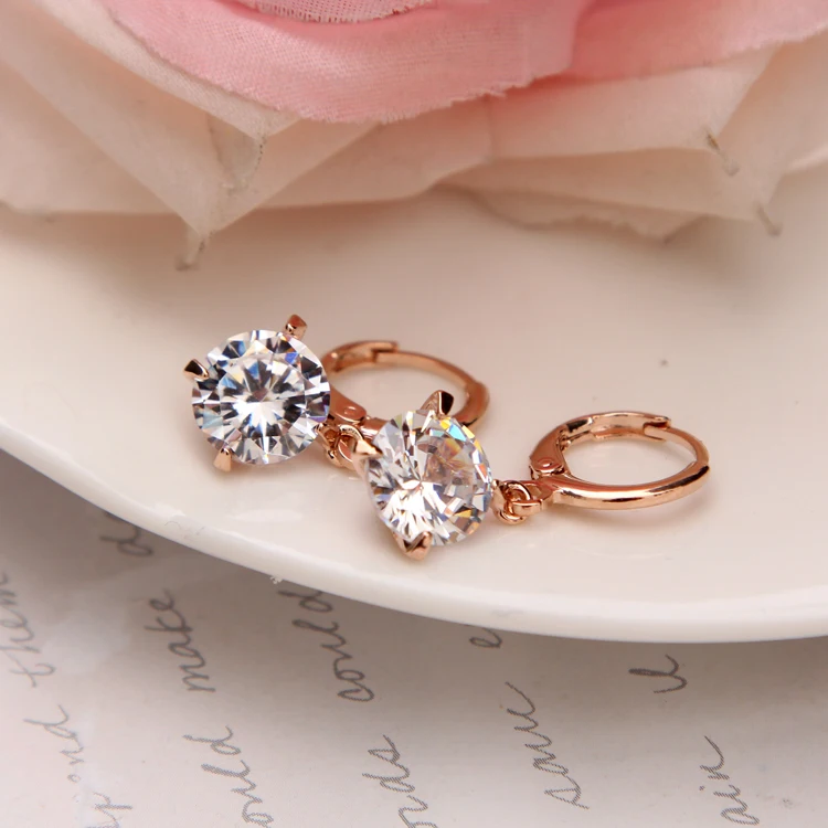 

Cheap Women Drop Earrings White Round Austrian Crystal Long Dangle Earrings for Engagement