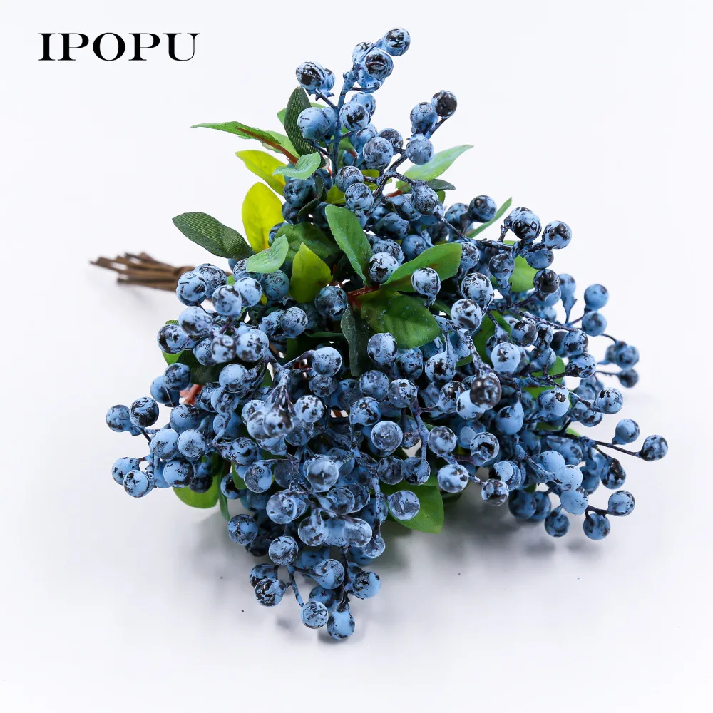 

12pcs Multiple Colors Artificial Flowers Berry Simulation Flowers For Wedding Party Home Garden plants new Year Decoration